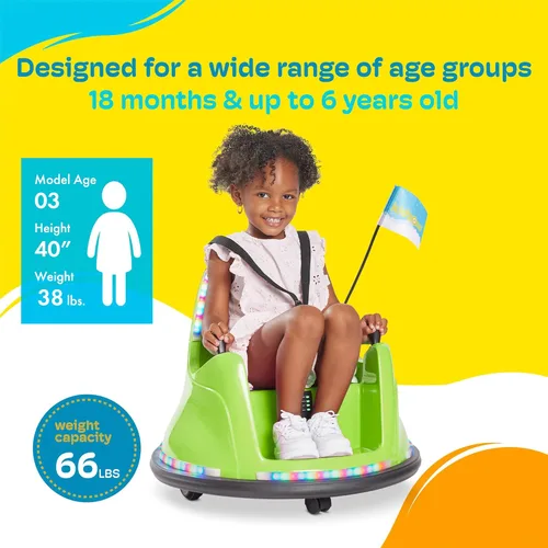 Miniatura 6 de Kidzone Automóvil chocón WiFi para niños pequeños y niños de 1,5 a 6 años, juguete eléctrico de 12 V con 2 velocidades, juguete chocón para montar