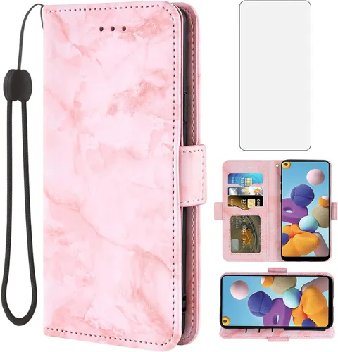 Miniatura 9 de Asuwish Funda compatible con Samsung Galaxy A21 y protector de pantalla de vidrio templado, accesorios para celulares, ranura para tarjetero