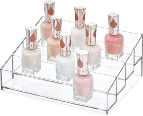 Miniatura 13 de iDesign Organizador de cosméticos y esmaltes de uñas en niveles, colección Clarity, 12.75 pulgadas x 6.5 pulgadas x 3.75 pulgadas, transparente
