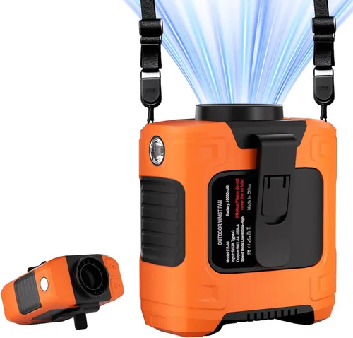 Miniatura 7 de LOUISWARE Ventilador de cintura portátil de 10000 mAh, flujo de aire fuerte, 18000 rpm, ventilador de cintura con máximo 12 horas de tiempo