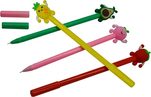 Miniatura 4 de Maydahui 28 bolígrafos con forma de frutas, lindos bolígrafos kawaii, tinta de gel negra, fresa, piña, jugoso, melocotón, aguacate, diseño