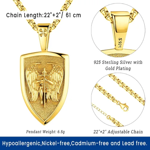 Miniatura 108 de Eusense Saint Necklace Sterling Silver 925 Protection Jewelry for Men Women Patron St Medals Amulet Pendant