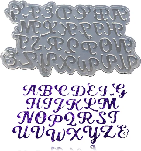 Miniatura 8 de Molde de resina del alfabeto con letras de silicona para llavero, moldes de resina de alfabeto de silicona invertida, moldes del alfabeto hacia