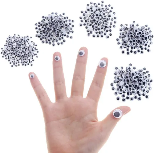 Miniatura 3 de DECORA 1000 piezas redondas de plástico negro Googly Wiggle Eyes, autoadhesivas, amplia variedad de tamaños