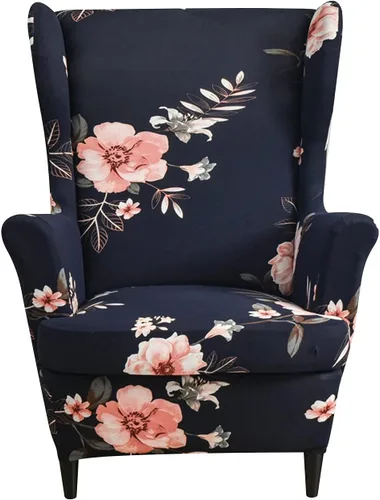Miniatura 16 de NILUOH Funda para silla Wingback, 2 piezas, fundas elásticas de elastano para silla con respaldo de ala, funda lavable para sillones con respaldo