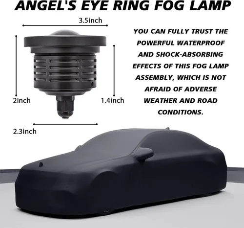 Miniatura 5 de Faros antiniebla LED con anillo halo, ojos de ángel, luces diurnas DRL, lámparas de proyector súper brillantes con abertura COB redonda, 12V 10W