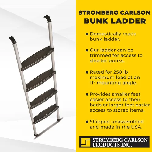 Miniatura 2 de Stromberg Carlson Escalera para Litera de RV para Remolques de Viaje, Escaleras de Campista con Peldaños Moldeados, Incluye Ganchos y Herrajes