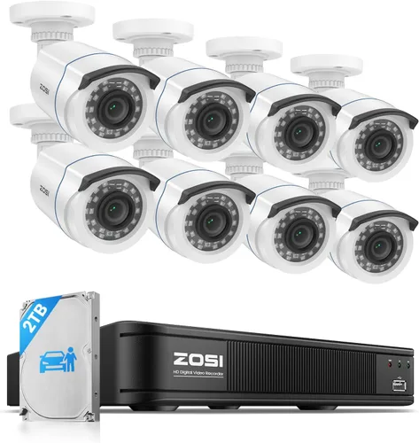 Miniatura 14 de ZOSI - 4 Pack 2MP 1080p HD-TVI Cámara de seguridad para el hogar, para exteriores e interiores, 1920TVL, 36 ledes, visión nocturna, cámara bala CCTV