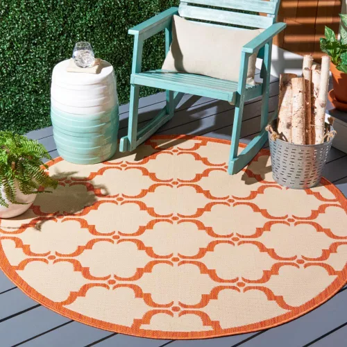 Miniatura 31 de SAFAVIEH Alfombra lavable al aire libre Courtyard Collection - 9 x 12 pies, beige y terracota, no desprende pelusa y fácil limpieza, ideal