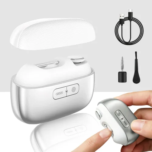 Cortaúñas eléctrico, 3 en 1, pulido eléctrico automático con tapa magnética recargable por USB, cortaúñas inteligente portátil para uñas gruesas de