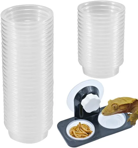 Miniatura 9 de Repisa de alimentación de Gecko con cresta [ventosa], con 10 tazas de acero inoxidable para alimentos de 0.5 onzas, cuencos de comida para reptiles