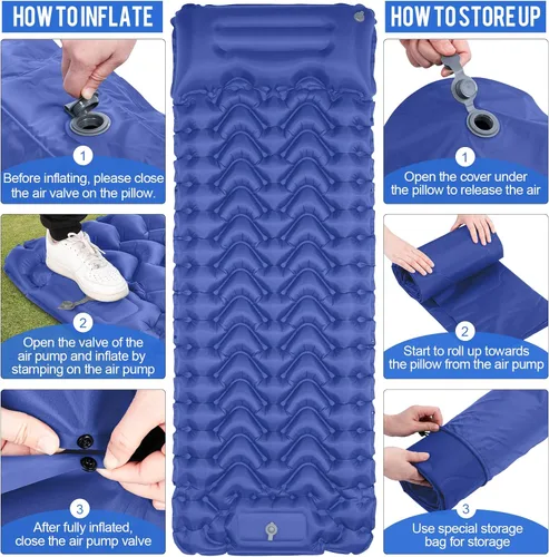 Miniatura 4 de MOXILS Colchoneta para dormir, colchoneta inflable ultraligera para acampar, bomba integrada, lo último para campamento, senderismo, Airpad, bolsa