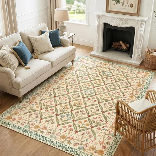 Miniatura 29 de jinchan Haden - Alfombra de entrada de 2 x 3 pulgadas, diseño floral vintage, lavable, suave, antideslizante, de pelo bajo, para puerta, cocina