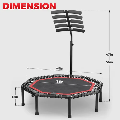 Miniatura 2 de HYD-Parts 40"/48“ Rebounder Trampoline for Adults with Bungee Cords, Portable Fitness Exercise Mini Trampoline, Small Rebounder Indoor/Outdoor