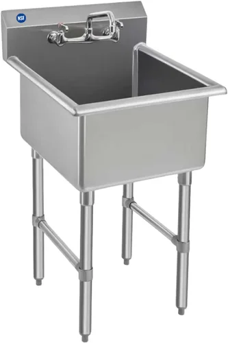 Miniatura 9 de ROCKPOINT Fregadero de acero inoxidable para preparación y utilidad, fregadero comercial hecho a mano con 14 pulgadas de profundidad x 18 pulgadas