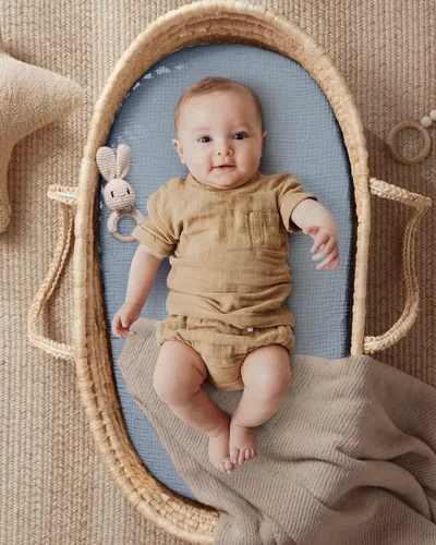Miniatura 11 de Blissful Diary Sábanas de muselina para cuna para niñas, sábana de bebé de algodón suave bohemio para colchón de cuna estándar de 52 x 28 pulgadas