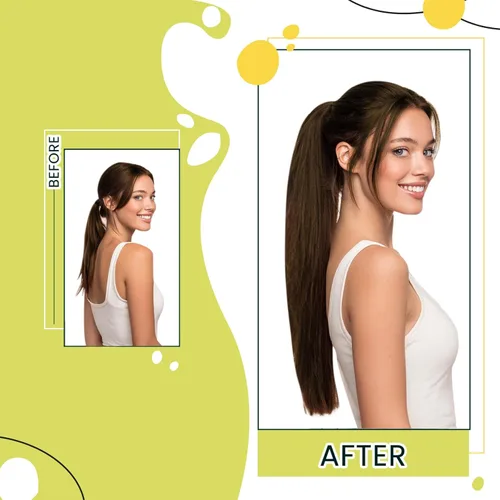 Miniatura 2 de RUNATURE - Extensión de cola de caballo de cabello humano con pinzas y cinta mágica, extensiones de cabello corto lacio y grueso, color castaño, 12