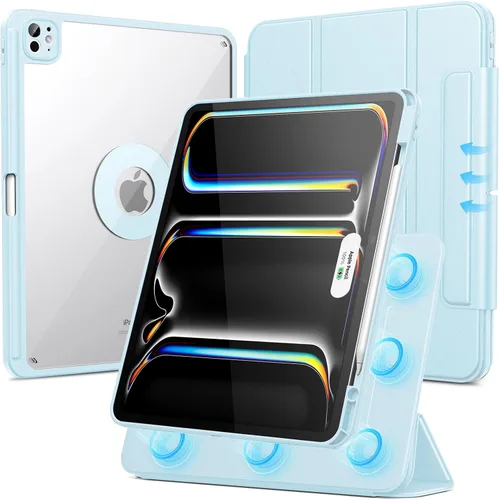 Miniatura 14 de SPARIN Funda para iPad mini 7 A17 Pro 2024/iPad Mini 6 2021 de 8.3 pulgadas, cubierta magnética desmontable, soporte vertical/horizontal con soporte