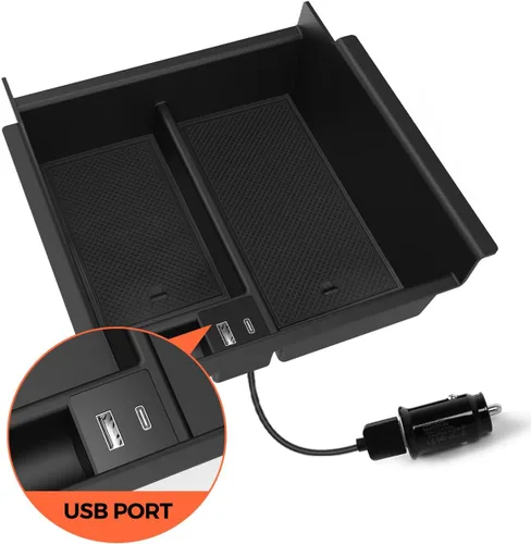 Miniatura 2 de Bandeja organizadora de consola central Toyota 4Runner con puerto USB 2010-2023 2024, caja de reposabrazos de almacenamiento de inserción