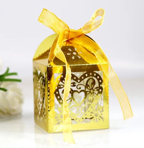 Miniatura 14 de Paquete de 50 cajas de dulces de boda con corazones cortados con láser, cajas de regalo pequeñas para bodas, despedidas de soltera, aniversarios, 01