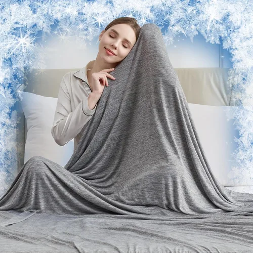 Miniatura 23 de CHOSHOME Manta refrescante para personas que duermen con calor – Manta de verano fina, suave, ligera, transpirable, doble cara mejorada para Beige