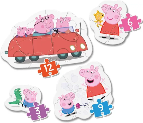 Miniatura 2 de Clementoni 20829, Peppa Pig My First Puzzles para niños pequeños, 3+6+9+12 piezas, a partir de 2 años