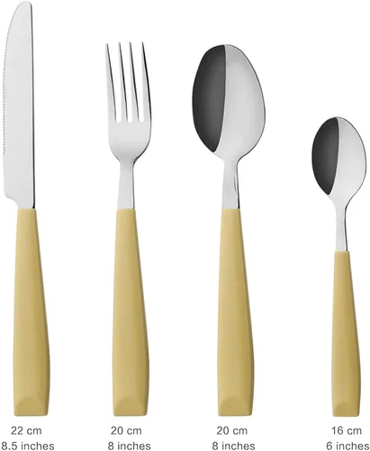 Miniatura 2 de Annova WF232 - Juego de cubiertos de acero inoxidable con asas de colores cómodos de sostener, 4 tenedores de cena, 4 cuchillos, 4 cucharas de cena