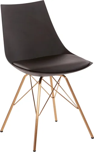 OSP Home Furnishings Oakley Mid-Century - Silla de comedor moderna con asiento acolchado de piel sintética, color negro