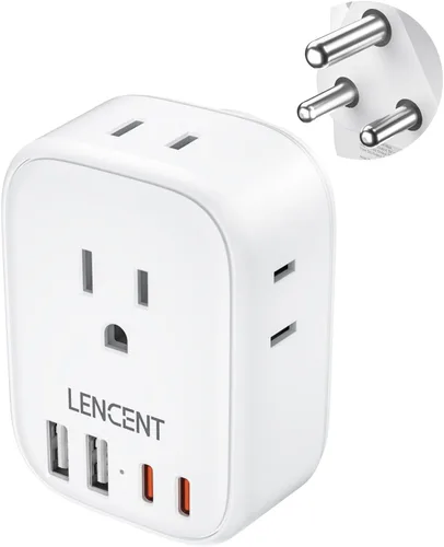 Miniatura 12 de LENCENT - Adaptador de enchufe de viaje europeo, enchufe plegable tipo C de Estados Unidos a Europa con 4 tomas, 4 puertos USB (2 USB C), adaptador