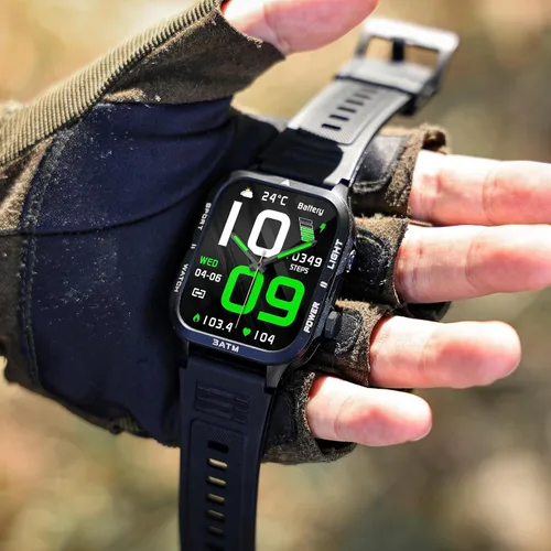 Miniatura 9 de Relojes inteligentes militares para hombre (responder/hacer llamadas) con potente linterna de 1.96 pulgadas HD, reloj inteligente táctico al aire
