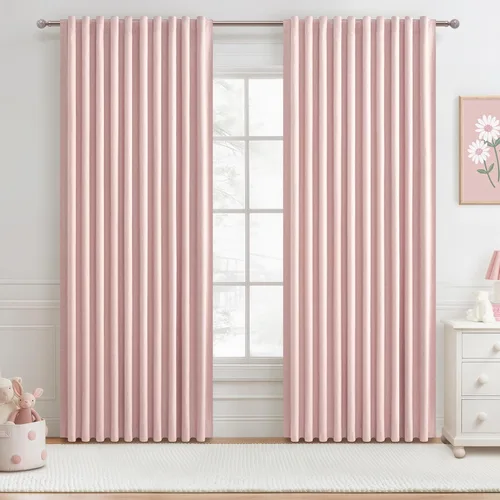 Miniatura 45 de Cortinas opacas extraanchas, 2 paneles para puertas corredizas de vidrio, moderna mezcla de lino plisado pesado, piso a techo, ventanas grandes, 70