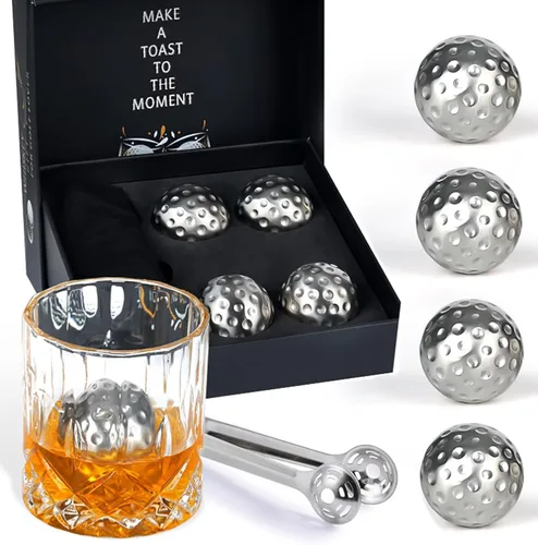PONPUR Regalos de golfista para hombres, Día del Padre, aniversario, regalos de cumpleaños para papá, él, marido, 4 pelotas de golf de whisky con 1