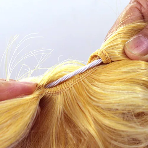 Miniatura 5 de 2 piezas de extensión de cabello desordenado de moño rizado ondulado con banda de goma elástica para coleta de caballo (144T613)