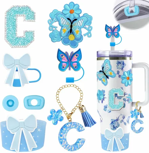 Miniatura 117 de 15 piezas de set de accesorios para vaso Stanley Cup 30oz 40oz con asa, incluye cubierta de pajita de silicona y bota, encanto de asa, encantos