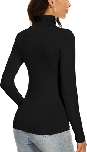 Miniatura 5 de Women's Turtleneck Long Sleeve Thermal Tops Slim Fitted Lightweight Thin Basics Layer Tshirt (XS-2XL)