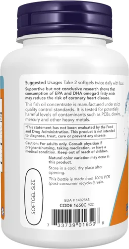 Miniatura 3 de NOW Foods Omega-3 - 100 cápsulas blandas (Paquete de 2)