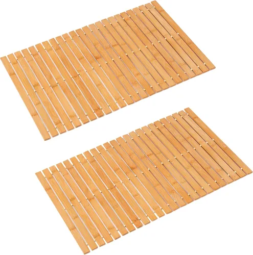 Miniatura 33 de Alfombra de baño de bambú, alfombras de baño para suelo, ducha y bañera de madera, impermeable, antideslizante, accesorios de 16 x 24 pulgadas