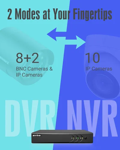 Miniatura 4 de ANNKE 3K Lite 8 Canales Híbrido 5-en-1 Grabador de Video Digital de Seguridad, H.265+ DVR de Vigilancia Soporta 8 Canales Analógicos y 2 Canales
