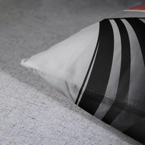 Miniatura 5 de Emvency - Juego de 4 fundas de almohada decorativas modernas con rayas abstractas en rojo, gris, negro y blanco, acrílico, gris audaz, fundas