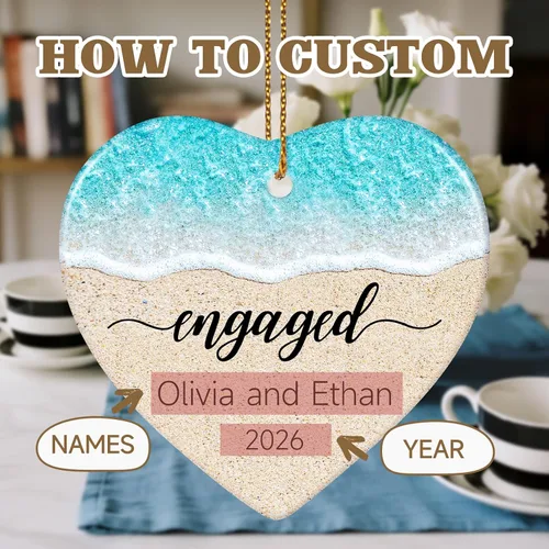 Miniatura 5 de Adorno personalizado para casados de primera Navidad 2026, regalos de compromiso para parejas, adorno de boda personalizado para recién casados