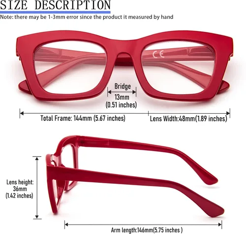 Miniatura 4 de REAVEE Oprah Style - Lentes de lectura para mujer, bloqueo de luz azul, elegantes y de gran tamaño, bisagra de resorte Negro/Marrón Leopardo/Rojo