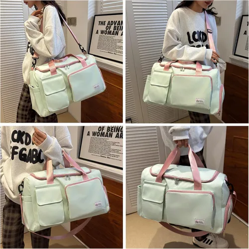 Miniatura 50 de Pequeña bolsa de gimnasio para mujer, bolsa de viaje con compartimento para zapatos