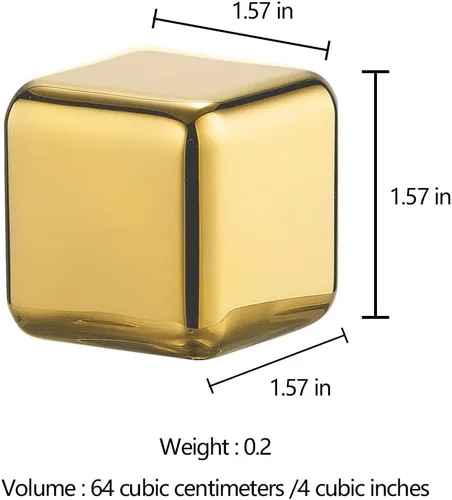 Miniatura 2 de Juego de 2 piedras de whisky grandes de 64 cm³ (4 cu in) – Juego de regalo para hombre – Cubos de esferas de hielo de metal reutilizables de acero