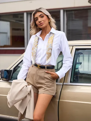 Miniatura 3 de Camisas con botones para mujer ajustadas, camisa de vestir de manga larga, blusa con cuello, camisa de trabajo, para negocios, para oficina, atuendo