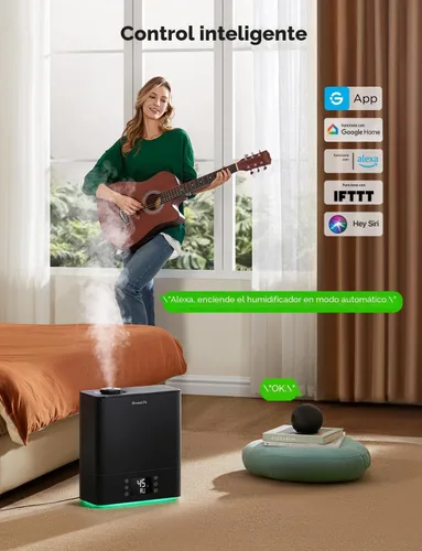 Miniatura 2 de GoveeLife Humidificadores Inteligentes para Dormitorio Habitación Grande, Humidificador de Aire WiFi de Niebla Fría de Llenado Superior de 6L, Modo