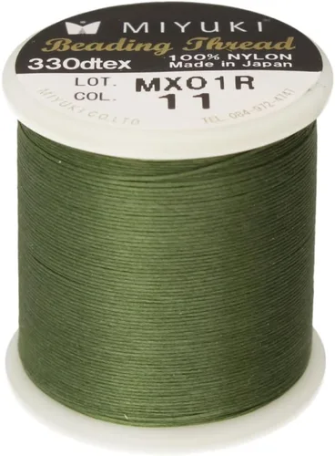 Miniatura 13 de Hilo para abalorios Miyuki – Hilo de nylon previamente encerado para proyectos de enhebrado, carrete de 50 m/55 yardas, color marrón, diámetro