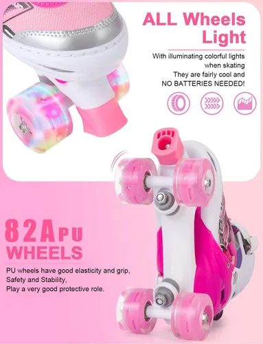 Miniatura 2 de Patines en línea ajustables para niñas y mujeres, todas las 8 ruedas de los patines de niña brillan, iluminación segura y divertida para niños