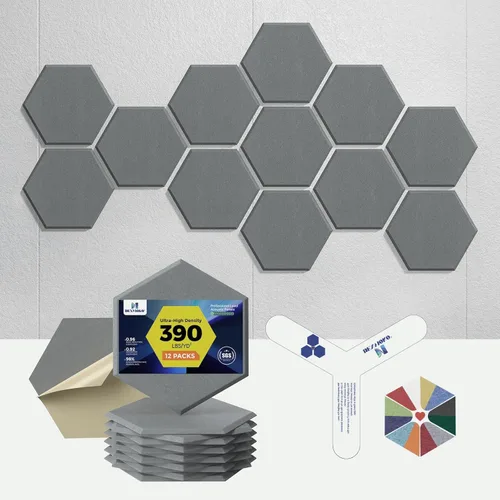 Miniatura 31 de Paneles acústicos autoadhesivos [390 lbs/yd³ de densidad ultra alta], panel de absorción de sonido de segunda generación, panel de sonido de nivel