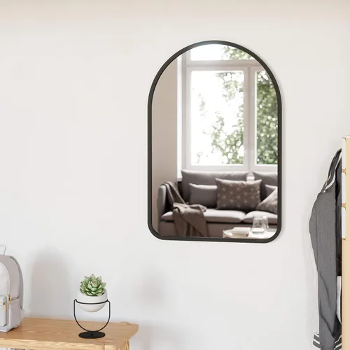 Miniatura 8 de Umbra Hub - Espejo de pared arqueado con marco de goma, estilo moderno para baño, entrada, sala de estar y más, 24 x 36 pulgadas, color negro