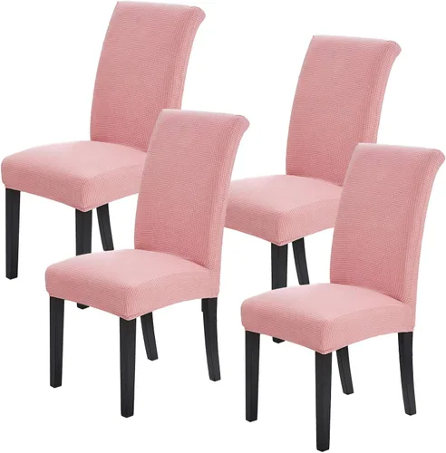 Joccun - Juego de 4 fundas para sillas de comedor, fundas elásticas para sillas de comedor, fundas de asiento para sillas de comedor, funda de Rosa